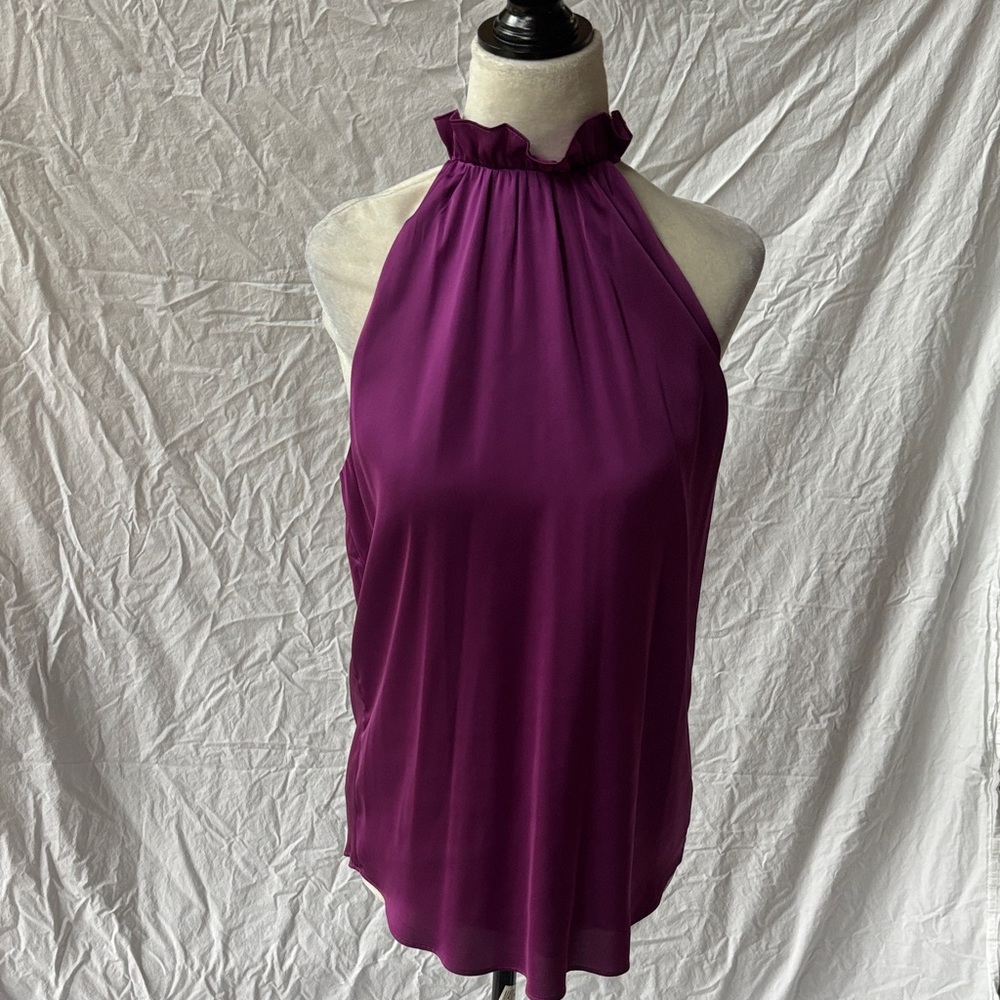 White House Black Market Rich Purple Halter Blouse